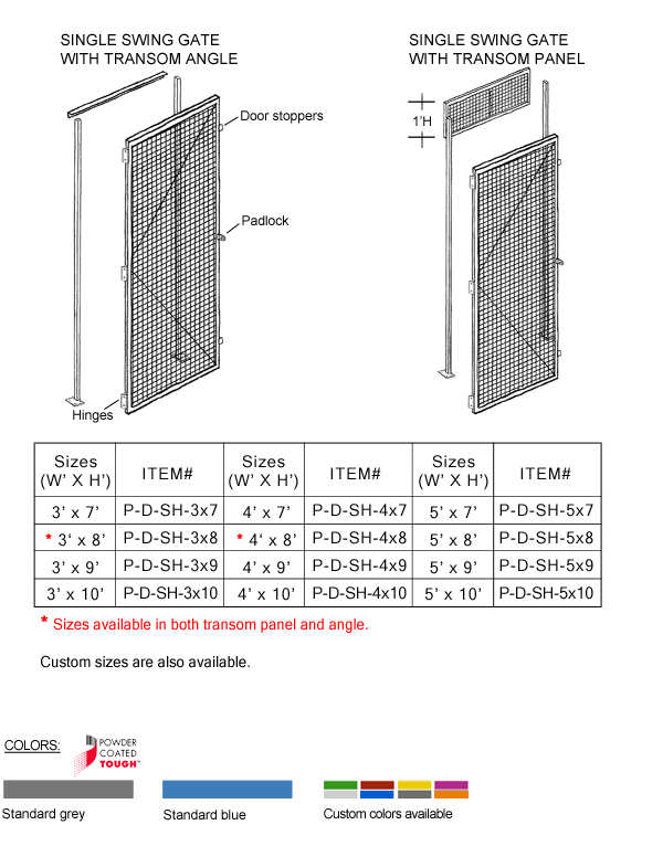 Partitions Gates Single Swing