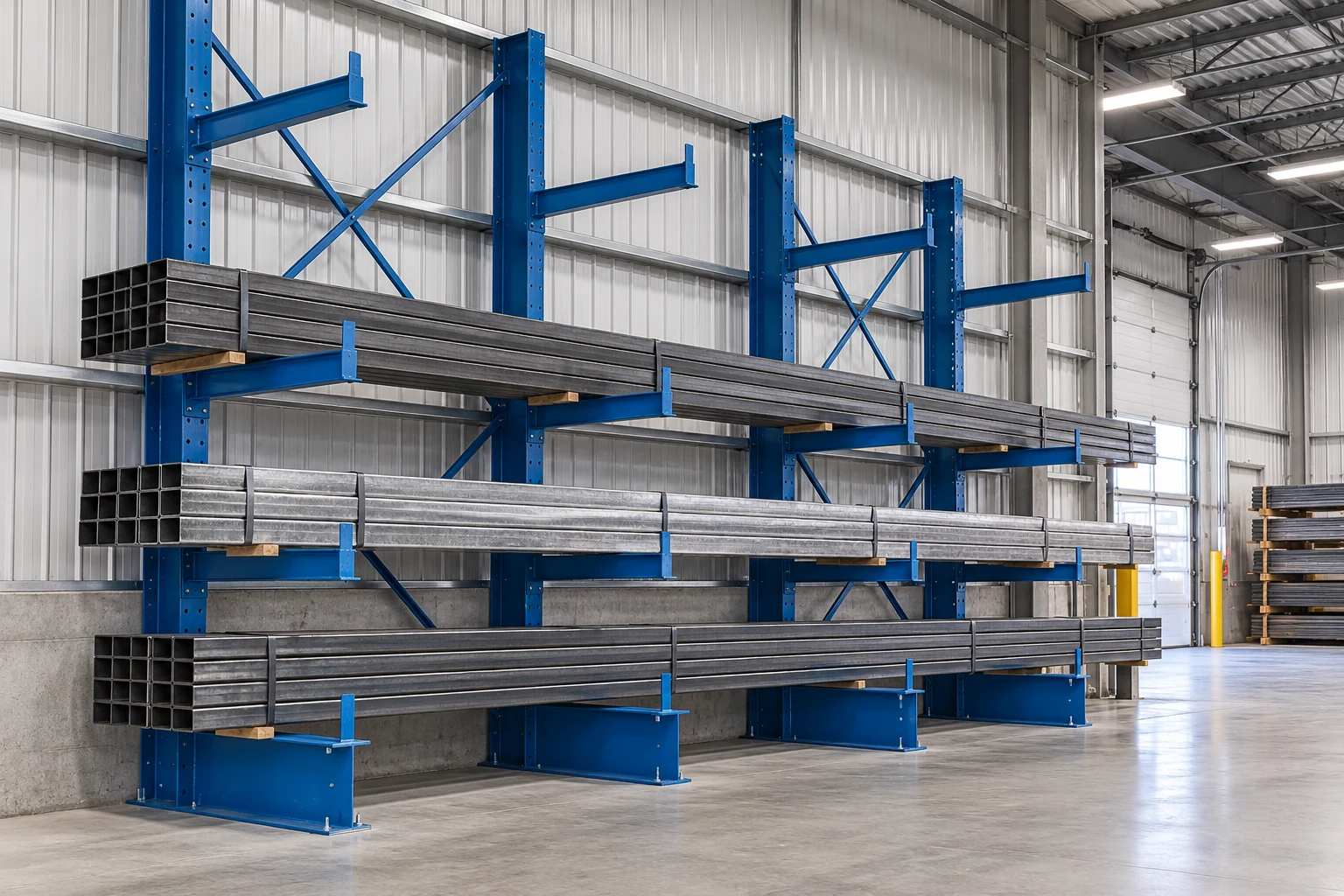 Rectangular tube bundles and an empty upper level in a cantilever arrangement.