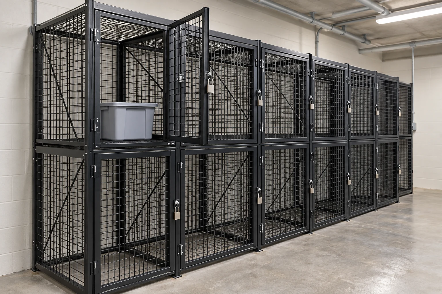 An upper locker entrance and its supported divider shelf.