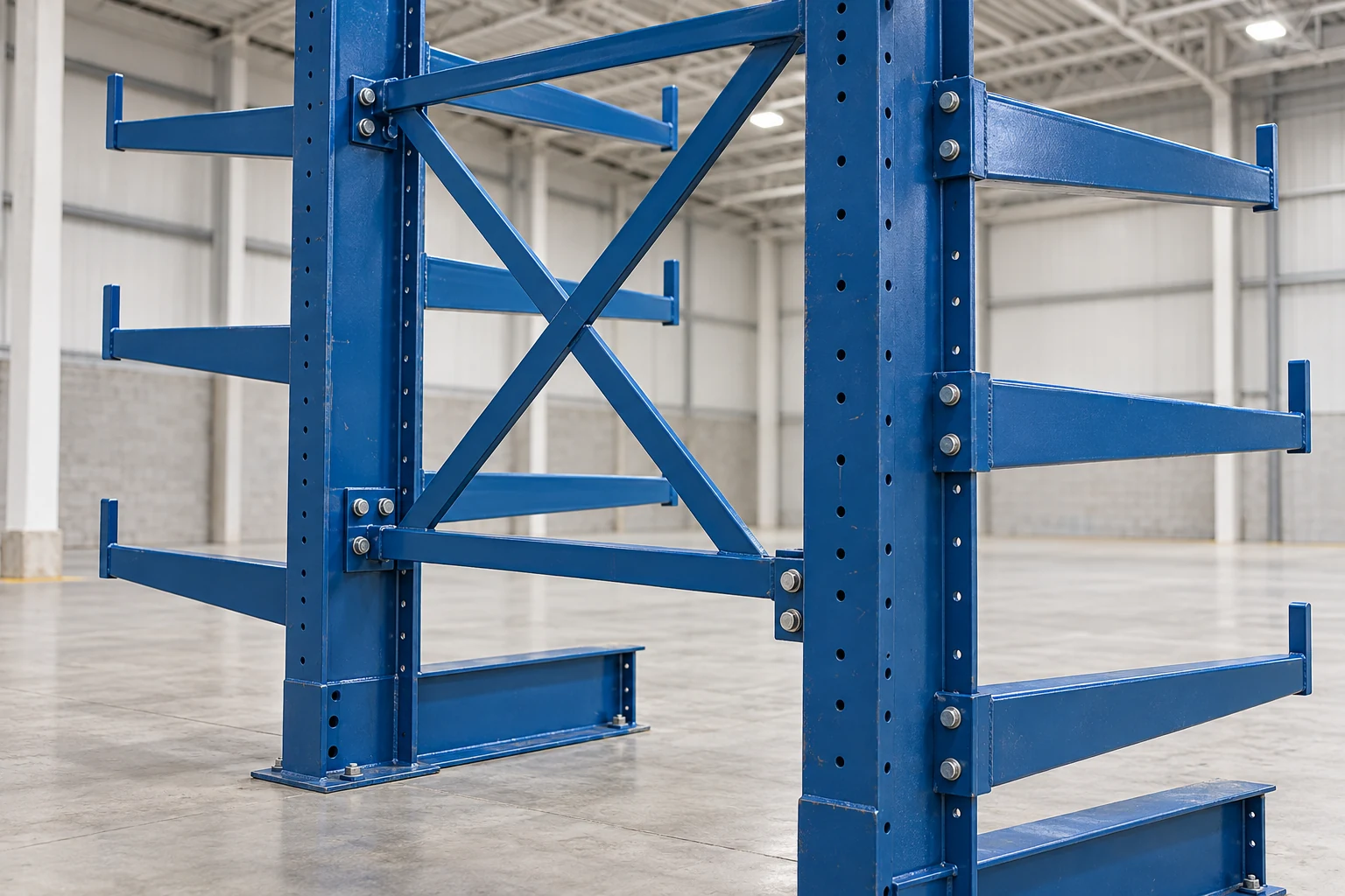 Connections between cantilever columns and their rear brace members.
