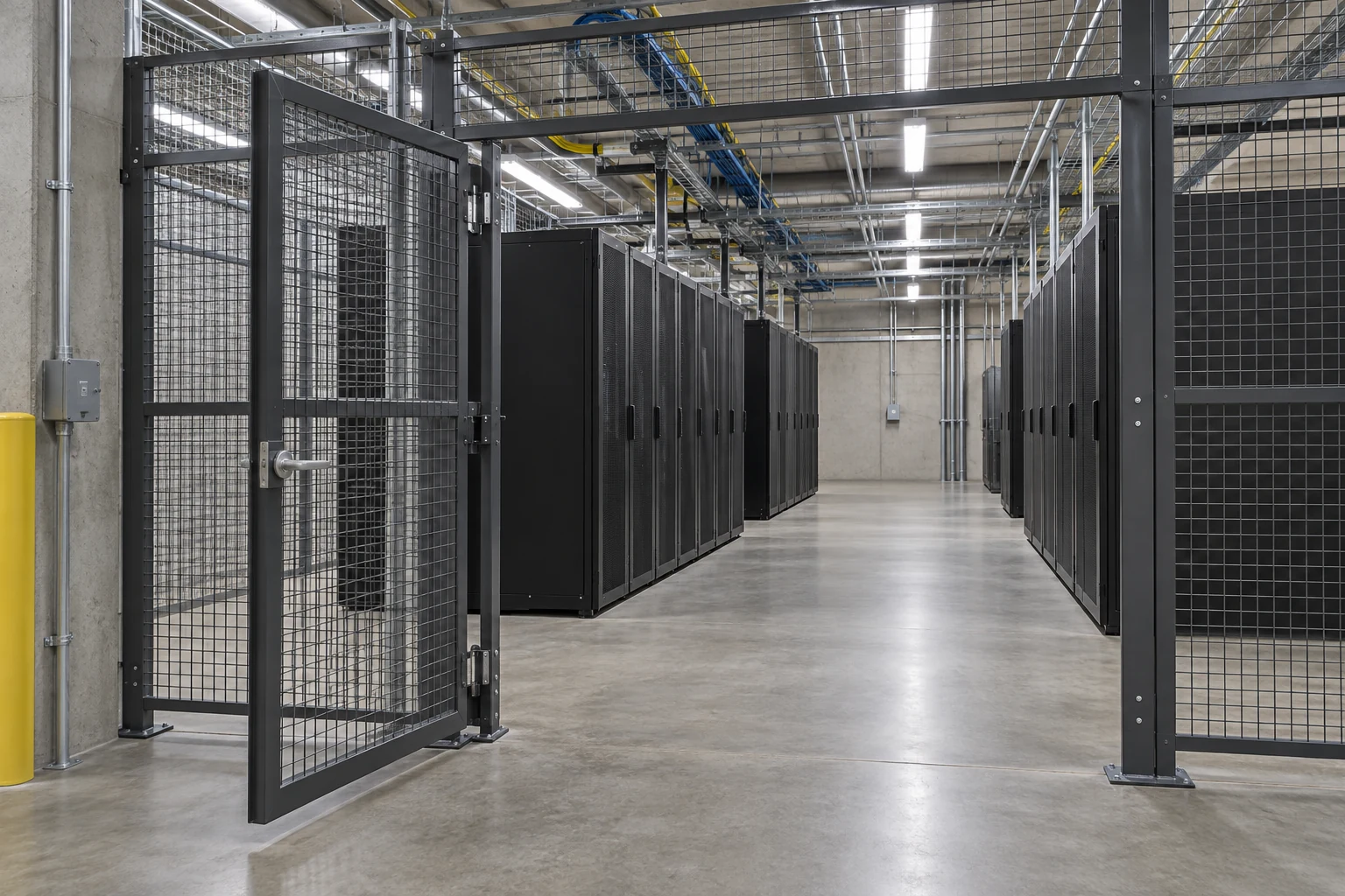 The access opening needs to support equipment servicing. Conceptual visualization; the specialized project requires its own reviewed specification.