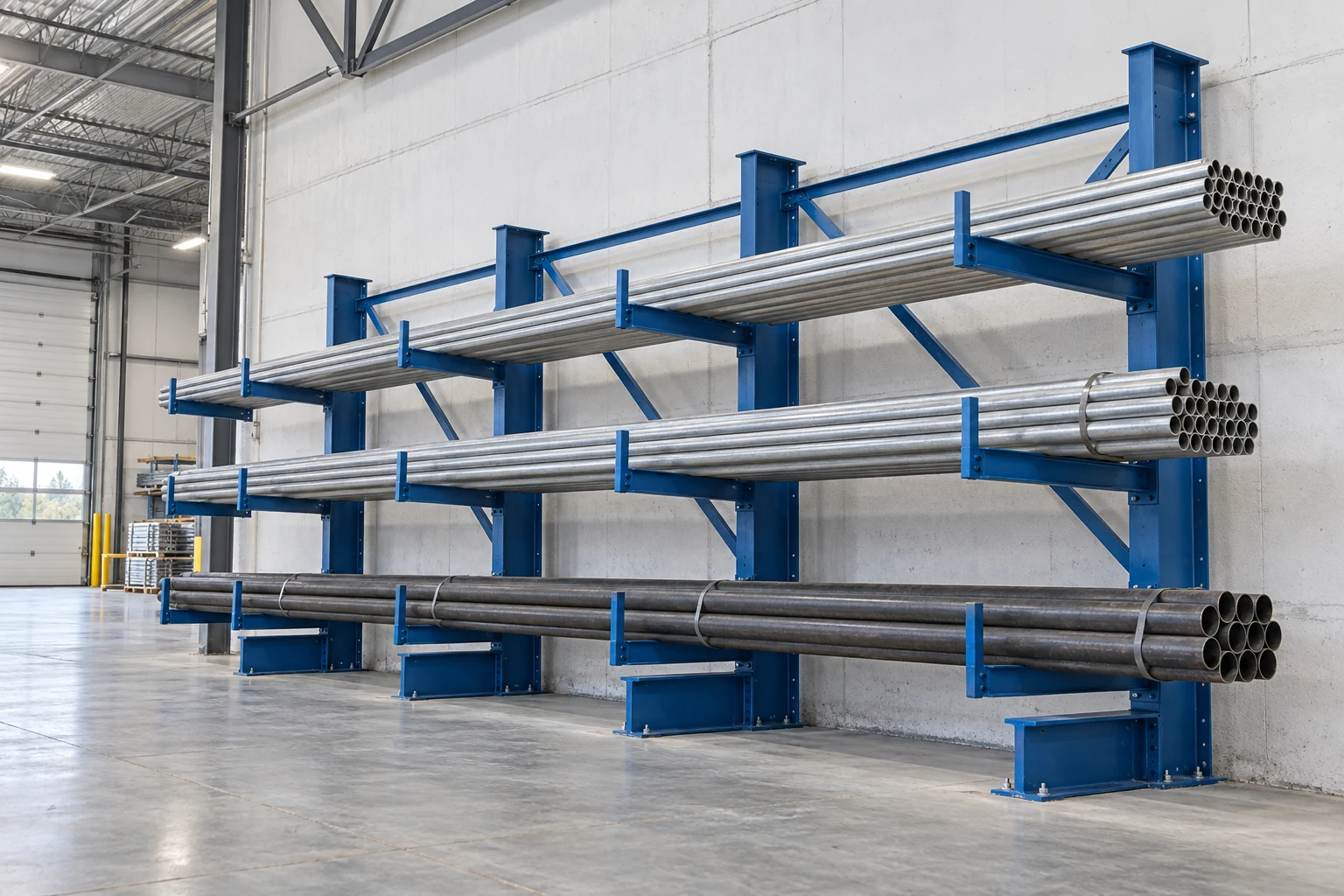 Single-sided cantilever storage with access from one face.