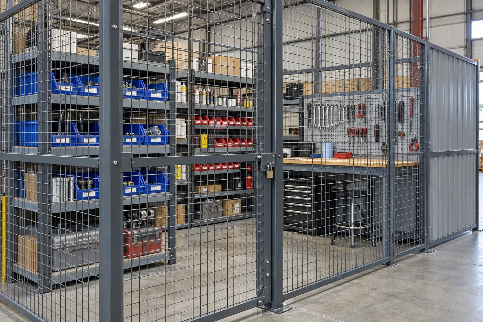 Storage and return locations can be planned within the enclosure.