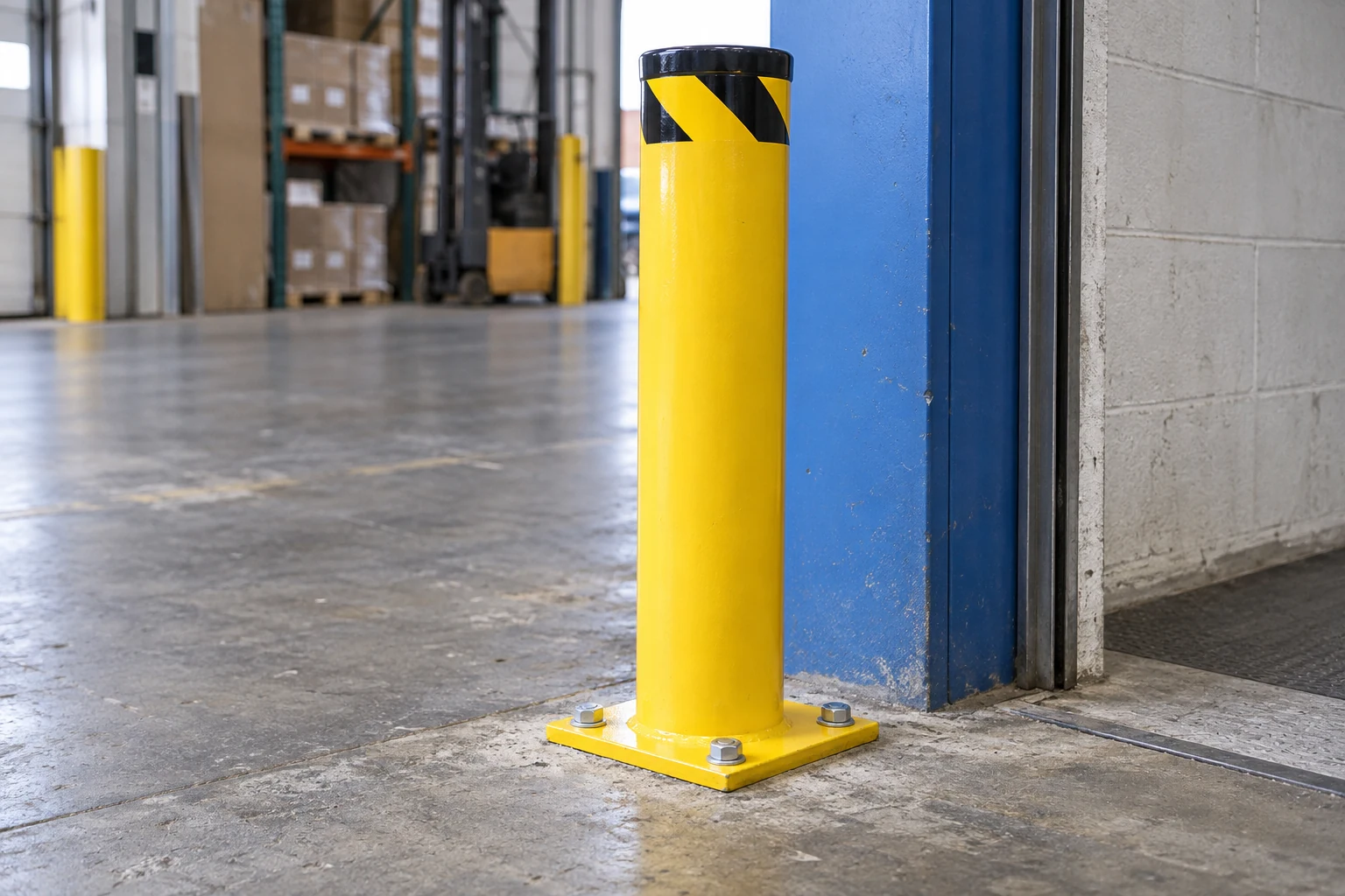 A bollard and its floor connection.
