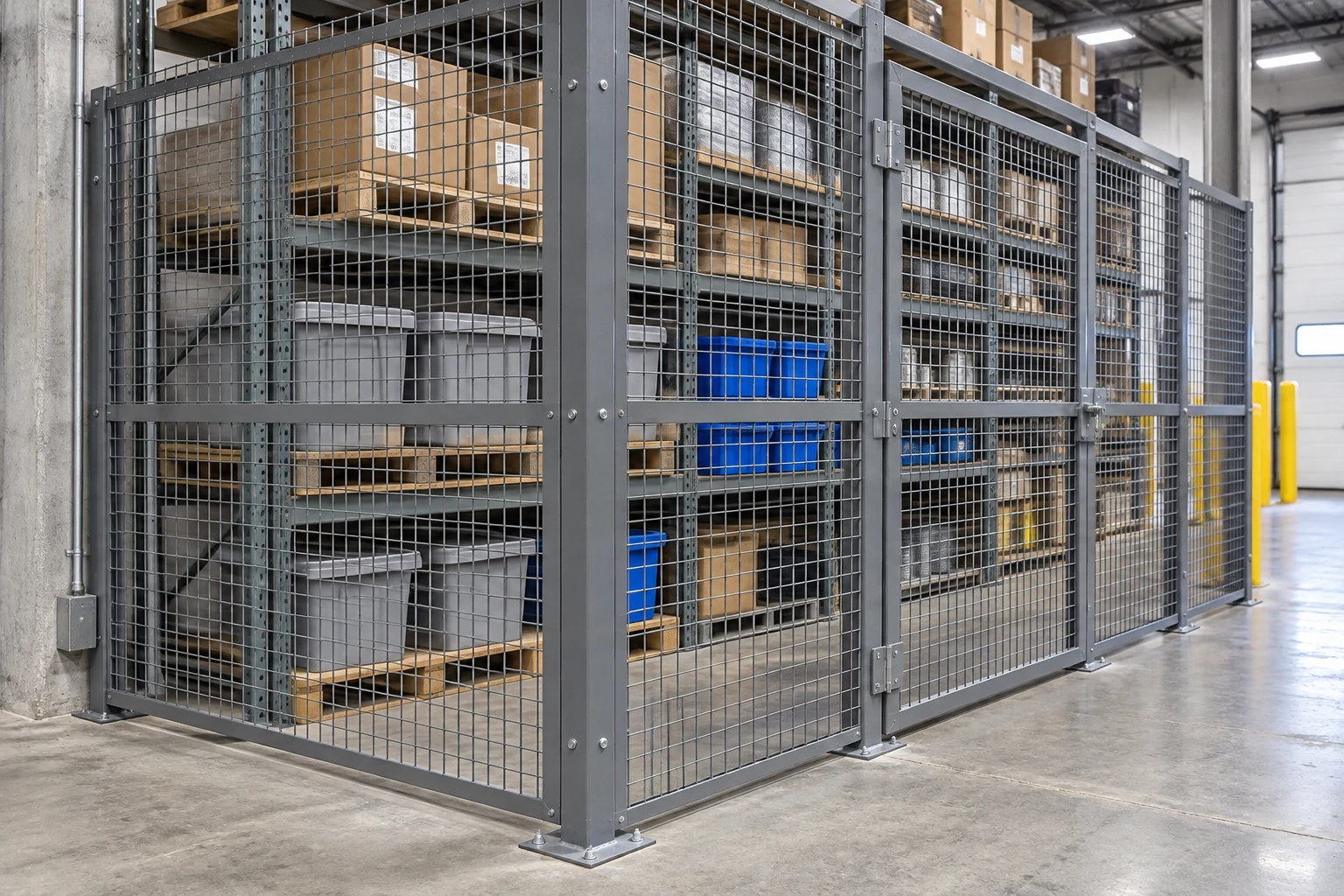 Panels, posts and connections form the enclosure boundary.