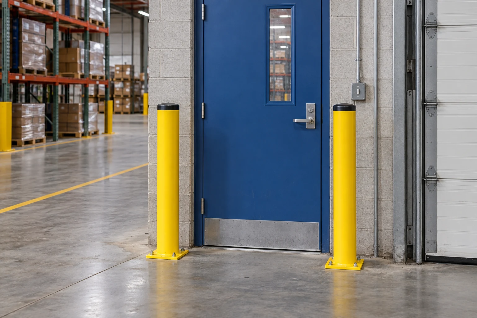 Localized doorway protection in a traffic layout.