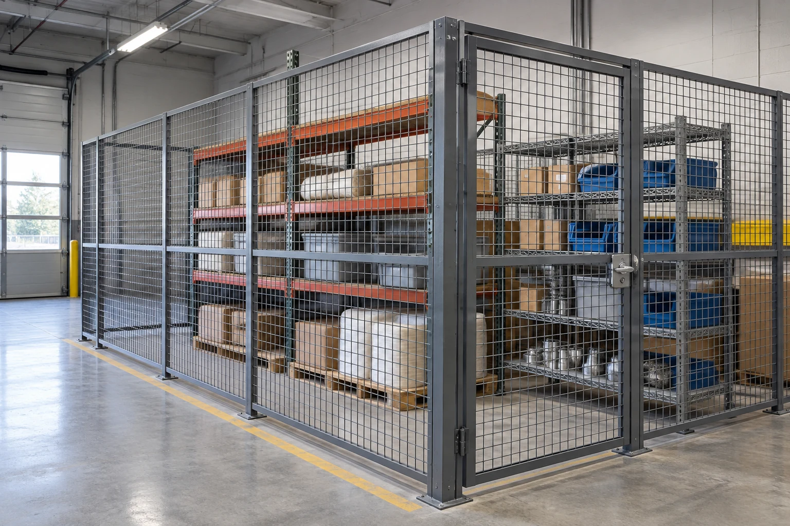 Open mesh allows visibility through the enclosure.